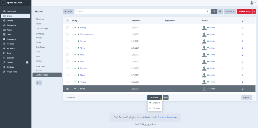 Demo-Panel Craft CMS skrivanek