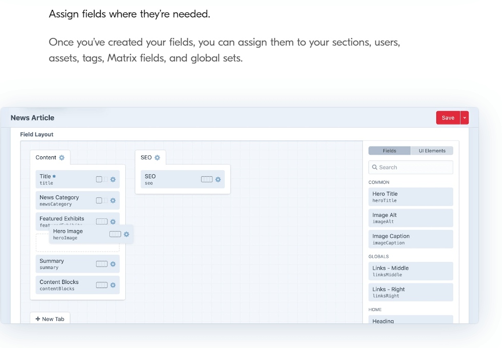 Erstellung von Feldern Craft CMS skrivanek