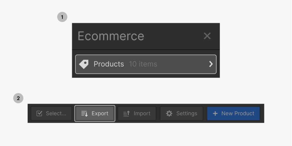 Webflow CMS erstelle eine website exportiere als csv aus der CMS the Ecommerce toolbar skrivanek